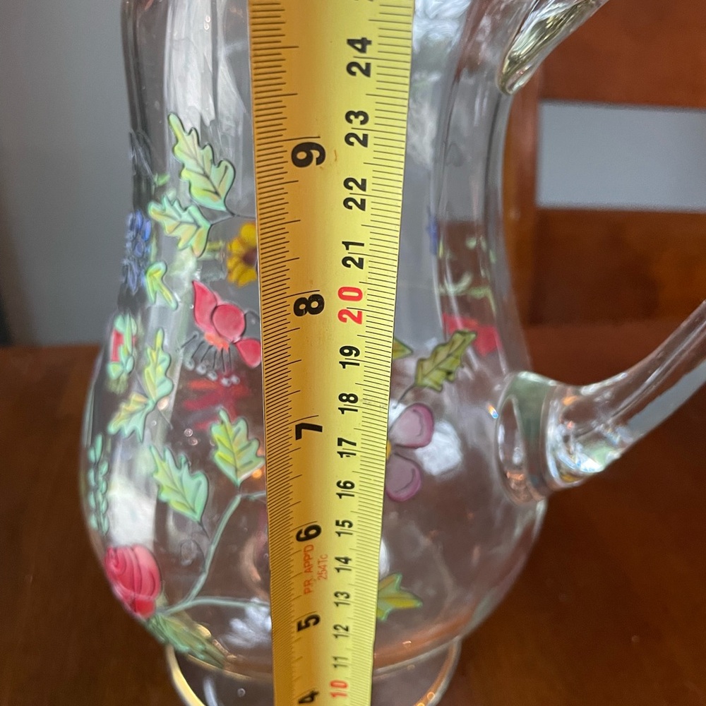 Hand painted glass pitcher - Picture 4 of 5